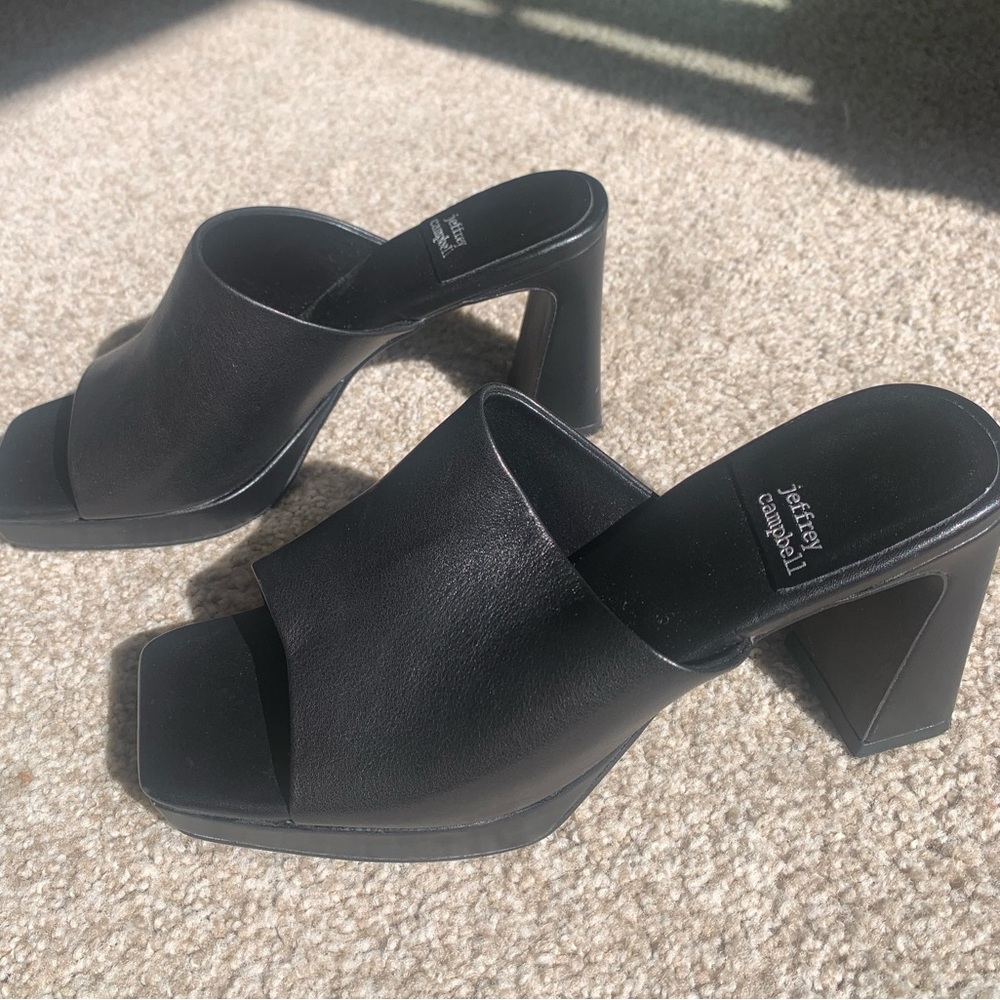 Jeffery Campbell caviar platform slide sandal